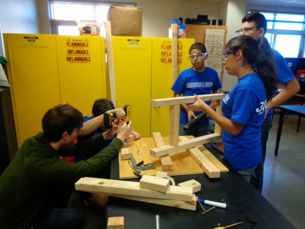 Students Azucena M. and Ivan G. work on building our first shooter prototype.
