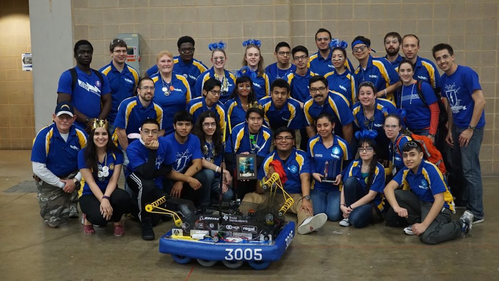 FRC3005 Team with our robot,Koopa, and our Alamo Finalist Trophy